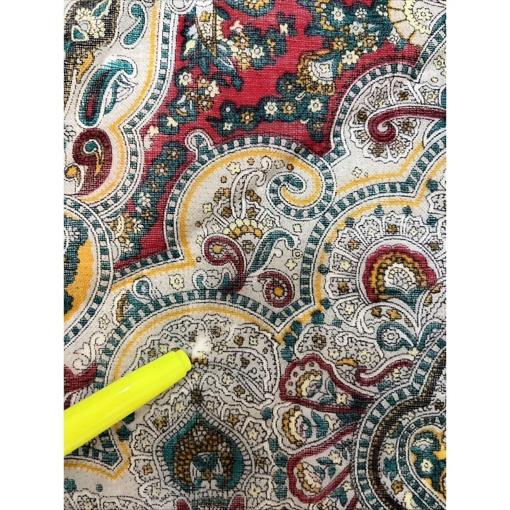 Vintage 100% Wool Paisley Scarf Red Multi Color Square Made in Japan Fringed
